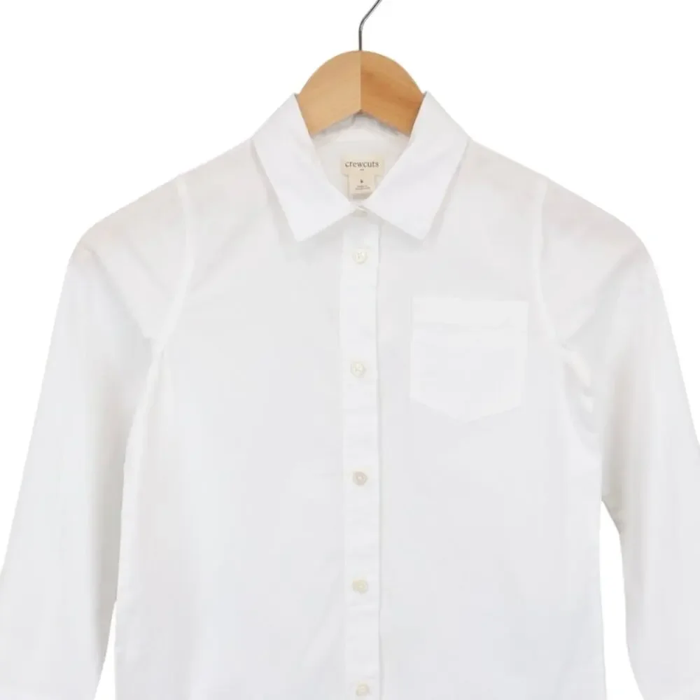 NWT J.Crew Crewcuts Girls' Cotton Blend Button Up White Shirt Size 8